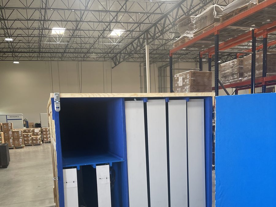 Custom crate with foam-partitioned interior